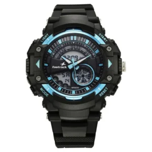 Fastrack StreetStyle Quartz Digital Black & Blue Dial Black PU Strap Unisex Watch 38097PP01W