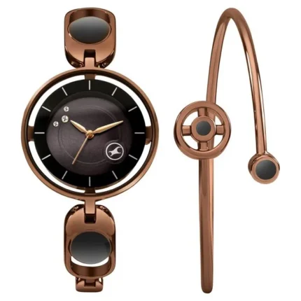 Fastrack Pulse Quartz Analog Black Dial Metal Strap Watch for Girls 6237QM02F
