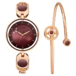 Fastrack Pulse Quartz Analog Brown Dial Metal Strap Watch for Girls 6237WM01F