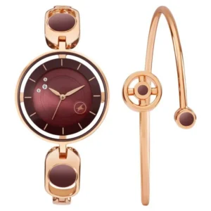 Fastrack Pulse Quartz Analog Brown Dial Metal Strap Watch for Girls 6237WM01F