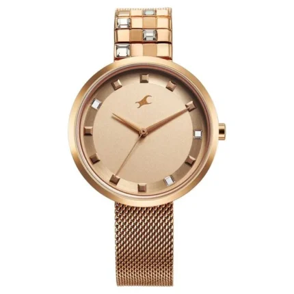 Fastrack Fleek Quartz Analog Pink Dial Stainless Steel Strap Watch for Girls NT6300WM01