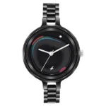 Fastrack MetaWe Quartz Analog Black Dial Stainless Steel Strap Watch for Girls 6306KM01