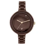 Fastrack MetaWe Quartz Analog Brown Dial Stainless Steel Strap Watch for Girls 6306KM02