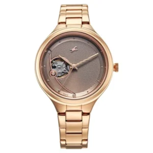 Fastrack Automatic Rose Gold Dial Metal Strap Watch for Girls 6310WM01