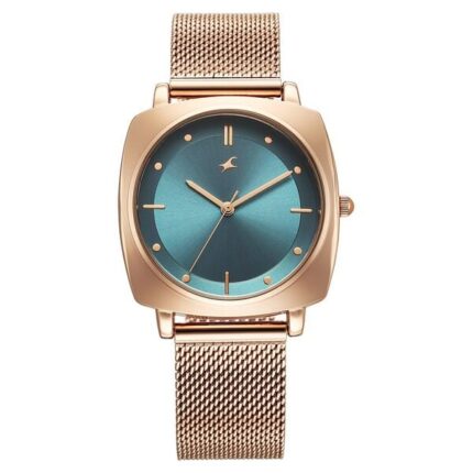 Fastrack Stunners X Quartz Analog Green Dial Stainless Steel Watch for Girls 68043WM02