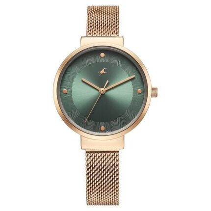 Fastrack Stunners X Quartz Analog Green Dial Stainless Steel Watch for Girls 68045WM01