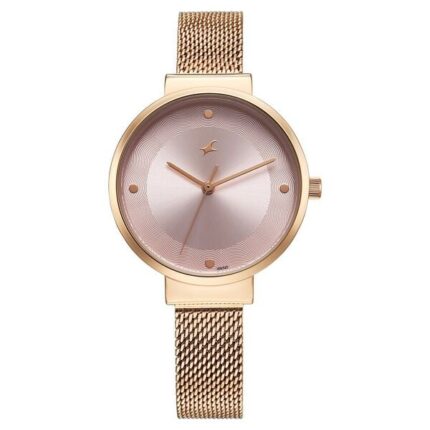 Fastrack Stunners X Quartz Analog Pink Dial Stainless Steel Watch for Girls 68045WM02