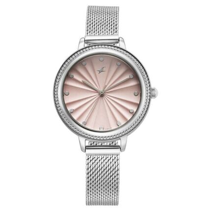 Fastrack Stunners X Quartz Analog Pink Dial Stainless Steel Watch for Girls 68048SM01