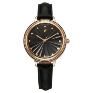 Fastrack Stunners X Quartz Analog Black Dial Leather Strap Watch for Girls 68048WL01