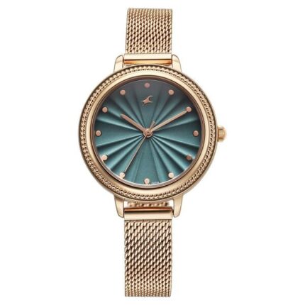 Fastrack Stunners X Quartz Analog Green Dial Stainless Steel Watch for Girls 68048WM01