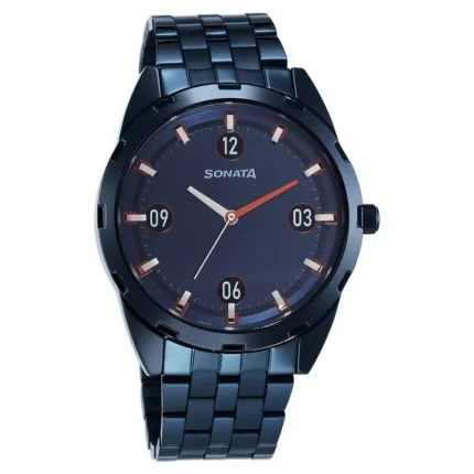 Sonata Blues Quartz Analog Blue Dial Metal Strap Watch for Men - 7149QM01