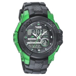 SF NR77027PP05 Quartz Analog Digital Black Dial PU Strap Watch for Men