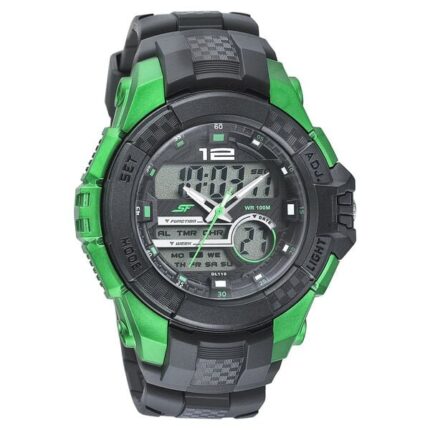 SF NR77027PP05 Quartz Analog Digital Black Dial PU Strap Watch for Men