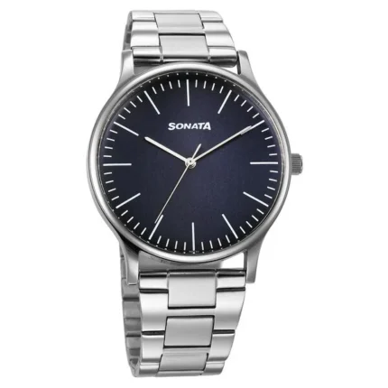 Sonata Aspire Quartz Analog Blue Dial Stainless Steel Strap Watch for Men - 77105SM19W