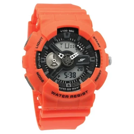 SF Dreamer 77132PP10W Quartz Analog Digital Black Dial Orange Plastic Strap Watch for Men