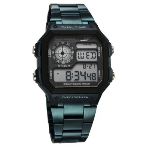 Sonata Hexa 77134PM07W Digital Black Dial Blue Stainless Steel Unisex Watch