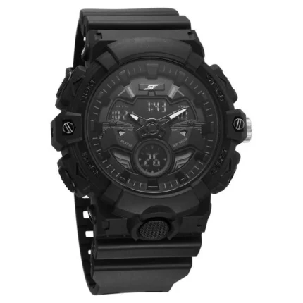 SF Analog-Digital Black Dial PU Strap Watch for Men – 77138PP01W