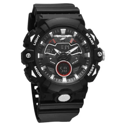 SF Analog-Digital Black Dial PU Strap Watch for Men – 77138PP03W