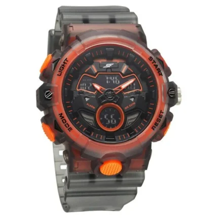 SF Analog-Digital Orange Dial PU Strap Watch for Men – 77138PP05W