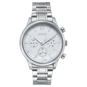 Sonata Wedding Edit Quartz Multifunction Silver Dial Stainless Steel Strap Watch for Men - 77146SM01