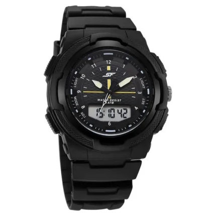 SF Maverick Quartz Digital Ana-Digi Black Dial PU Strap Watch for Men – 77160PP02