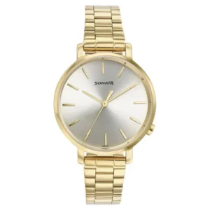Sonata Elegant Essentials Quartz Analog Champagne Dial Stainless Steel Strap Watch for Women - 87045YM01W