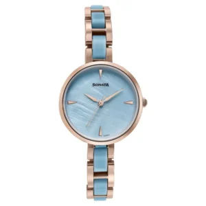 Sonata Wedding Edit Quartz Analog Blue Dial Stainless Steel with Acetate Strap Watch for Women - 87064KD04