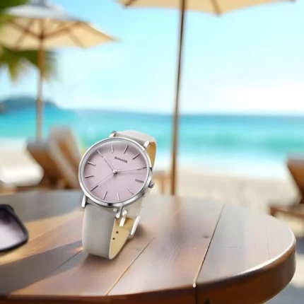 Sonata Pastel Play Quartz Analog Pink Dial Leather Strap Watch for Women - 87073SL01