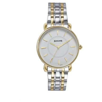 Sonata Wedding Quartz Analog Off White Dial Stainless Steel Strap Watch for Women - 87075BM01
