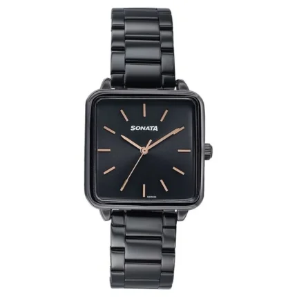 Sonata Wedding Edit Quartz Analog Black Dial Stainless Steel Strap Watch for Women - 87084NM01