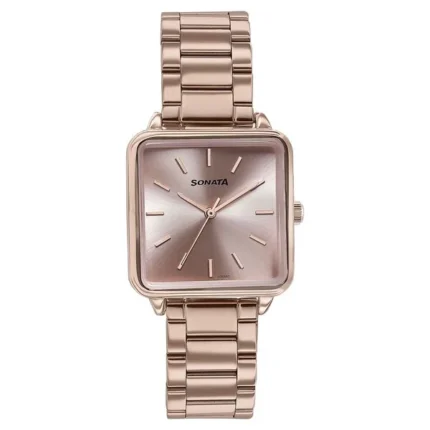 Sonata Wedding Edit Quartz Analog Pink Dial Stainless Steel Strap Watch for Women - 87084WM01