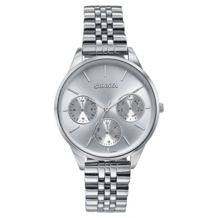 Sonata Wedding Edit Quartz Multifunction Silver Dial Stainless Steel Strap Watch for Women - 87085SM01