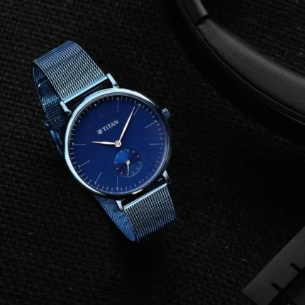 Titan Slimline Women’s Watch with Blue Dial and Stainless Steel Strap – NS95142QM01
