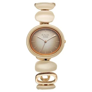 Titan Raga Ceramics Women’s Watch with Beige Dial and Metal Strap – 95146KD06