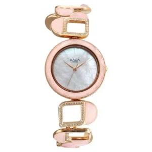 Titan Raga New You Women’s Watch with Mother of Pearl Round Dial and Rose Gold Strap – NT95196WM01