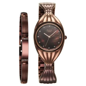 Titan Raga Memoirs Women’s Watch with Mother of Pearl Dial and Brown Metal Strap – NT95254QM01F