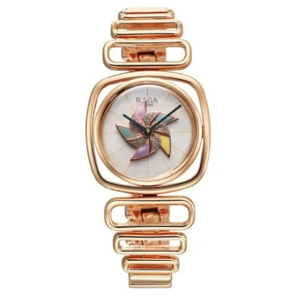 Titan Raga Memoirs Pinwheel Women’s Watch with Mother of Pearl Dial and Rose Gold Strap – NT95256WM01