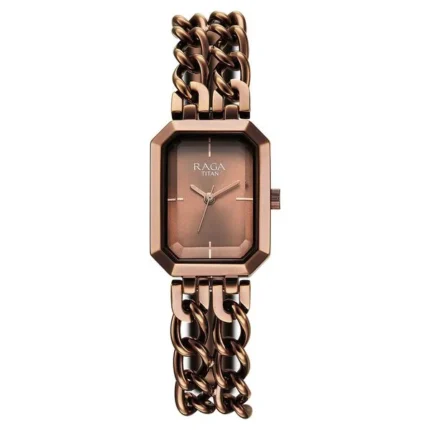 Titan Raga Showstopper Brown Dial with Metal Strap Watch for Women – 95283QM01