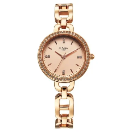 Titan Raga Showstopper NT95305WM01 Women’s Rose Gold Dial and Metal Strap Watch