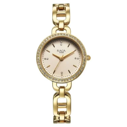 Titan Raga Showstopper NT95305YM01 Women’s Golden Dial and Metal Strap Watch
