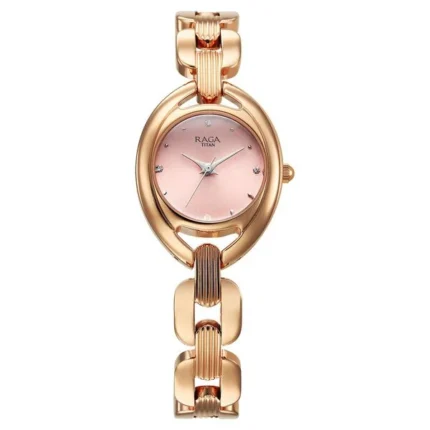 Titan Raga Showstopper NT95306WM01 Women’s Pink Dial and Metal Strap Watch