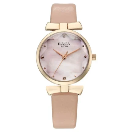 Titan Raga Showstopper NT95308WL01 Women’s Pink Dial and Leather Strap Watch