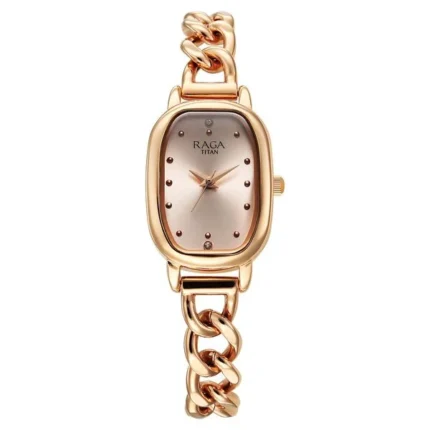 Titan Raga Showstopper NT95309WM01 Women’s Rose Gold Dial and Metal Strap Watch