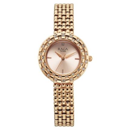 Titan Raga Showstopper 95350WM01 Women’s Rose Gold Dial and Metal Strap Watch