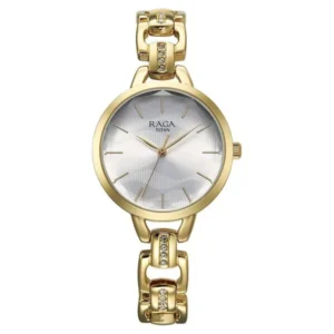Titan Raga Showstopper Silver Dial with Dual-Tone Metal Strap Watch for Women – 95352YM01