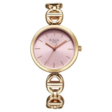 Titan Raga Showstopper Women’s Watch with Rose Gold Dial and Metal Strap – 95353WM01