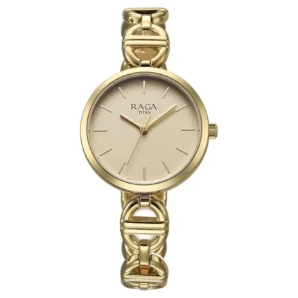 Titan Raga Showstopper Women’s Watch with Champagne Dial and Metal Strap – 95353YM01
