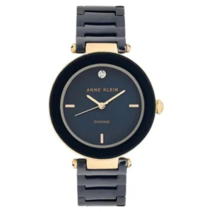 Anne Klein Women’s Watch with Blue Dial and Navy Ceramic Rose Gold Strap – NTAK1018RGNV
