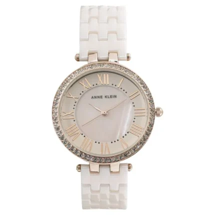 Anne Klein Women’s Watch with Mother of Pearl Dial and Pink Ceramic Rose Gold Strap – NEAK2130RGLPW