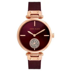 Anne Klein Women’s Watch with Maroon Dial and Rose Gold Metal Strap – NEAK3000RGBY